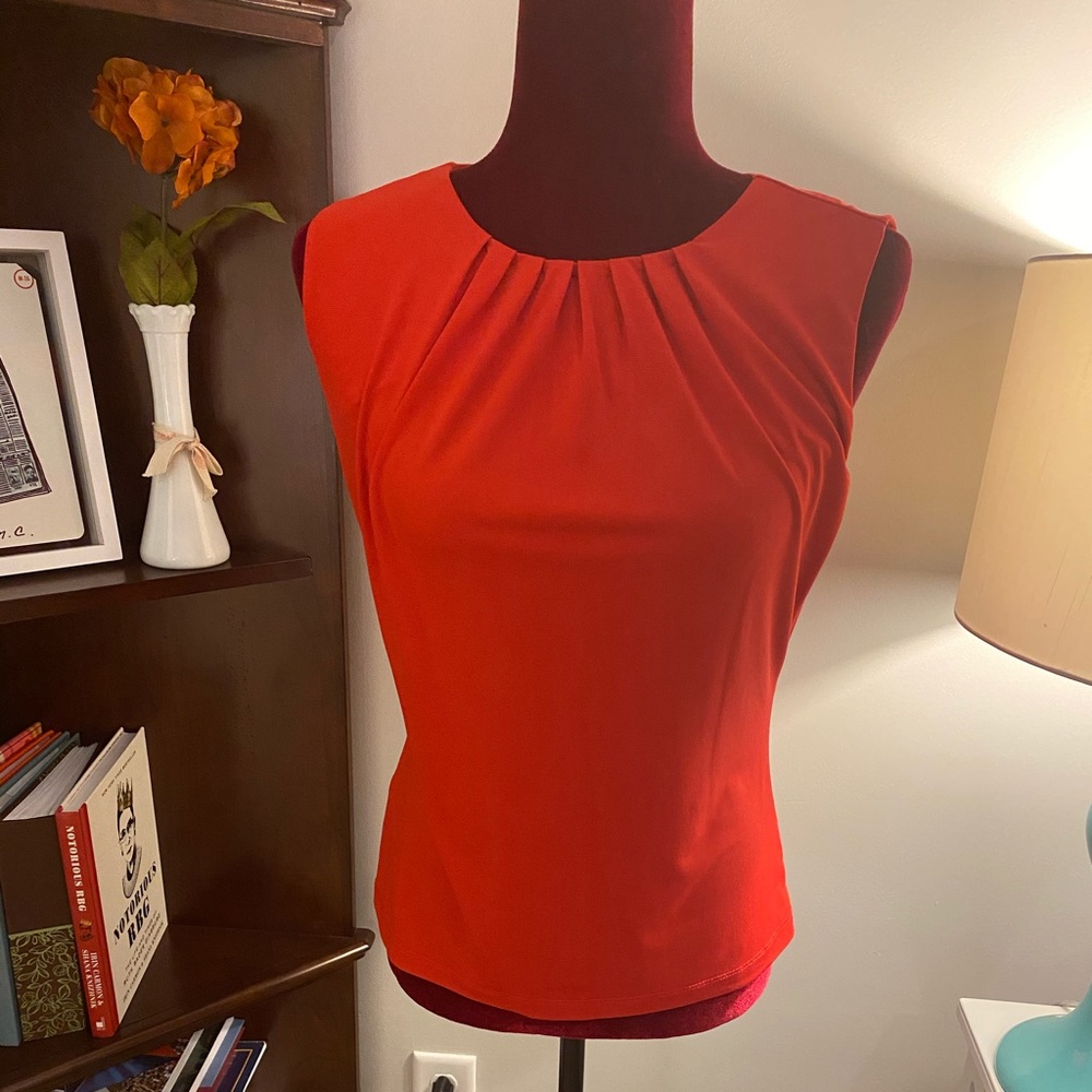 Calvin Klein Red/Orange Sleeveless Blouse Sz Sm